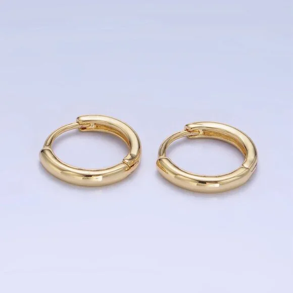 14K Gold Filled 13mm Minimalist Huggie Earrings - Picture 1 of 4